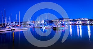 Scarborough harbour at night