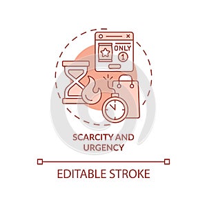 Scarcity and urgency terracotta concept icon