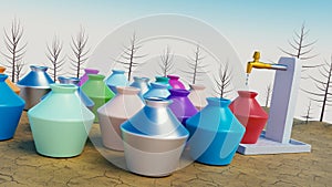 Scarcity of water concept 3d rendering