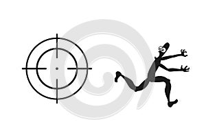 Scare man running and target illustration