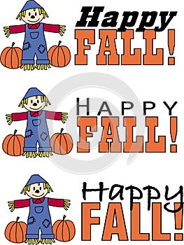 Scarecrow with happy fall in various formats vector