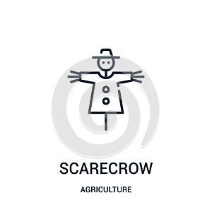 scarecrow icon vector from agriculture collection. Thin line scarecrow outline icon vector illustration. Linear symbol for use on