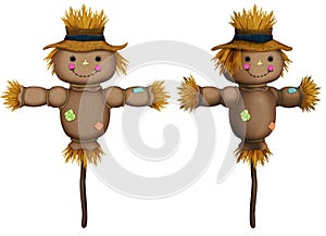 Scarecrow illustrations on white photo