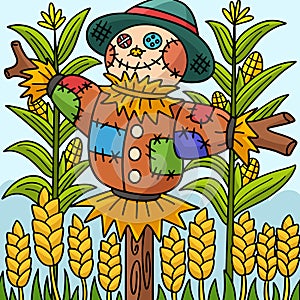 Scarecrow Stock Colored Cartoon Illustration