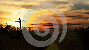 scarecrow at sunset photo