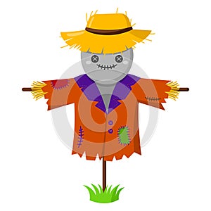 Scarecrow. Vector illustration. Halloween cute character in cartoon style
