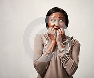 Scared black woman. photo