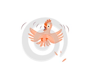 Scared cartoon chicken. Vector clip art illustration