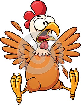 Scared cartoon chicken photo