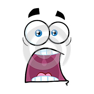 Scared Cartoon Funny Face With Panic Expression