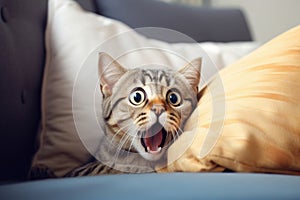 Scared Cat on a Sofa, Generative AI