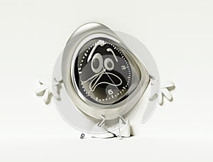 Scared clock in shoes