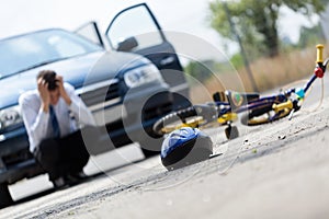 Scared driver after accident