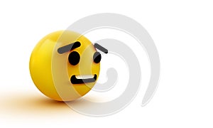 Scared emoji isolated on transparent background, shocked emoticon.