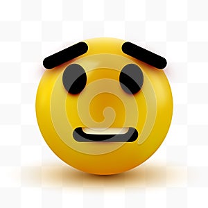 Scared emoji isolated on white background, shocked emoticon.