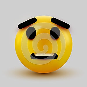 Scared emoji isolated on white background, shocked emoticon