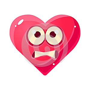 Scared Emoji, Pink Heart Emotional Facial Expression Isolated Icon With Love Symbol Emoticon Cartoon Character