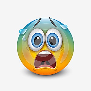 Scared emoticon, emoji, smiley - vector illustration