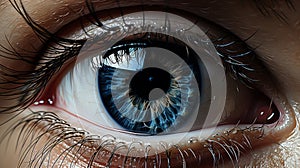 Scared Eyes: Hyperrealistic Closeup Of A Blue Eye