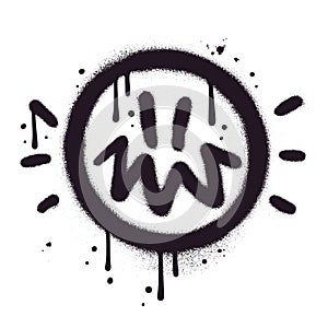 Scared face emoticon urban graffiti style outline icon. Street art grungy linear pictogram isolated on white. Emoji