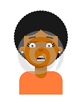 Scared facial expression of black girl avatar