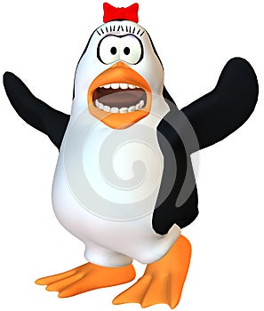 Scared female penguin