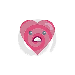 Scared heart face character emoji flat icon