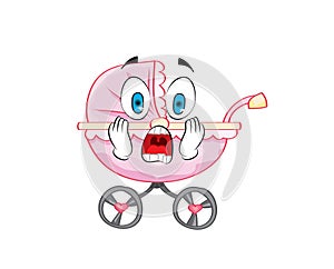 Scared illustration of baby carriage