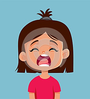 Scared Little Girl Scream Vector Cartoon Illustration