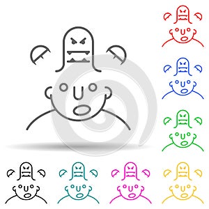 scared on mind multi color style icon. Simple thin line, outline vector of what is in your mind icons for ui and ux, website or