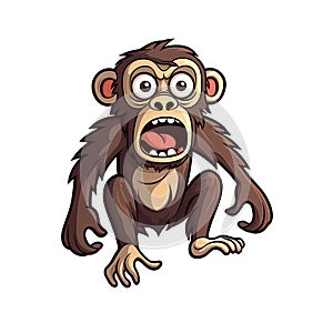 Scared Monkey Sticker On Isolated Tansparent Background, Png, Logo. Generative AI