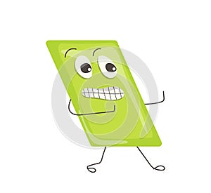 Scared nervous parallelogram cartoon character feeling fear emotion isolated vector illustration photo