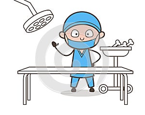 Scared Orthopedic Surgeon in Operation Theater Vector Illustration photo
