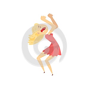 Scared and panicked girl screaming desperately, emotional young woman afraid of something vector Illustration on a white