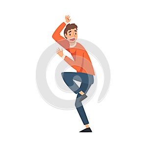 Scared and Panicked Man with Fear Expression, Emotional Frightened Person Character Vector Illustration photo