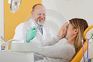 Scared patient before dental anesthesia