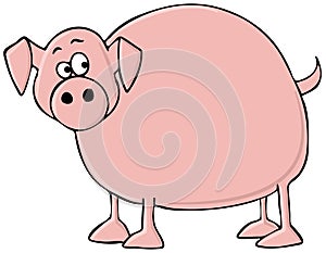 Scared pink pig