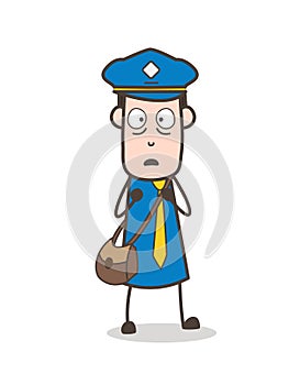 Scared Postman Face Expression Vector Illustration