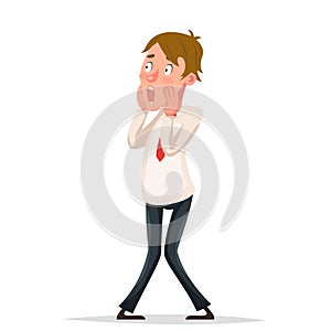 Scared shoked character isolated icon cartoon design vector illustration photo