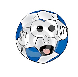 Scared soccer ball cartoon