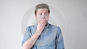 Scared young man feeling sick having seasickness