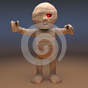 Scarey Egyptian mummy monster lumbers towards you, 3d illustration