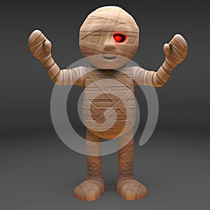 Scarey undead Egyptian mummy monster is cursed, 3d illustration