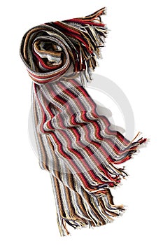 scarf striped red brown gray and black fpr men isolated on white background photo