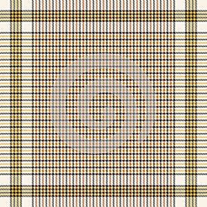 Scarf design with pixel houndstooth check in brown, yellow, off white for spring autumn. Square background vector for bandana.