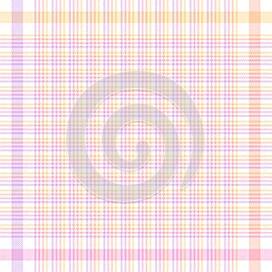 Scarf design for spring in pastel gradient purple, pink, orange, yellow, white. Square print with hounds tooth check plaid.