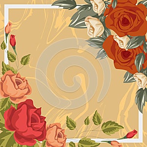 Scarf design vintage background with roses