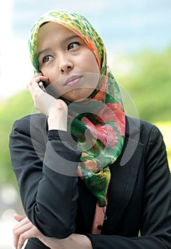 Scarf girl using smart phone