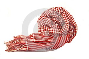 Scarf red and white striped photo