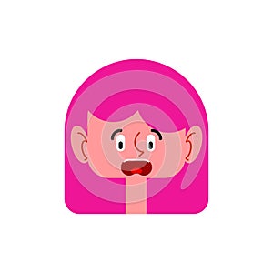 Scaring little girl face isolated. Vector illustration